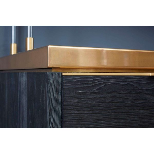 Amuneal's Charred Pine Bar Cabinet with Brass Countertop - Image 4