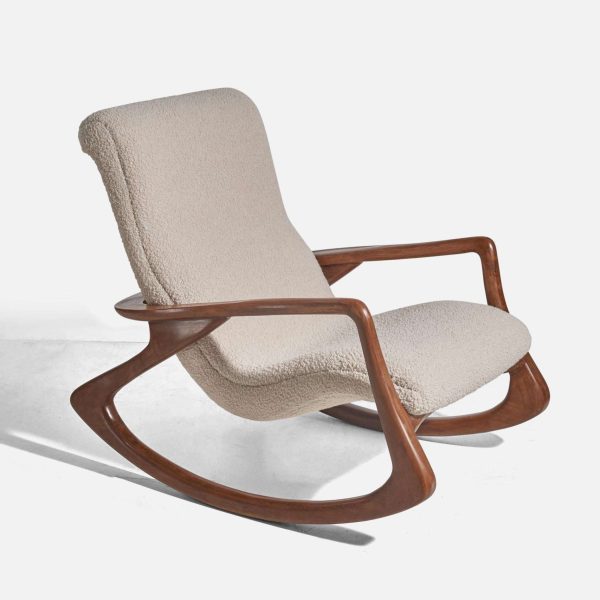 Vladimir Kagan Rocking Chair, Walnut, White Fabric, Kagan Designs, Inc c. 1950 - Image 6