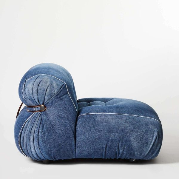 Afra And Tobia Scarpa Soriana Denim Crafted Armchair For Cassina - Image 2