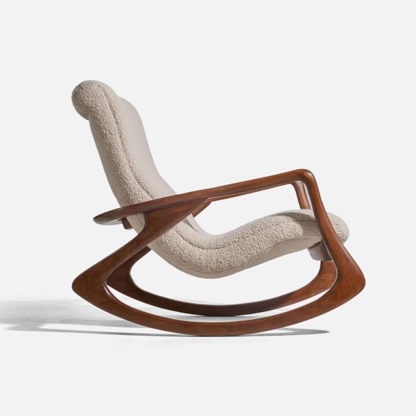 Vladimir Kagan Rocking Chair, Walnut, White Fabric, Kagan Designs, Inc c. 1950 - Image 5