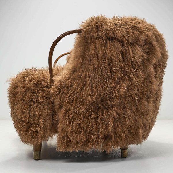Danish Two-Seater Model 96 Banana Sofa in Tibetan Sheepskin, 1954 - Image 14