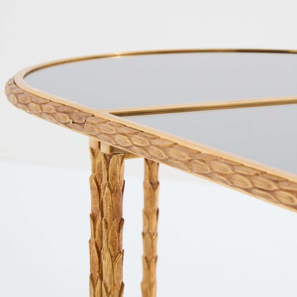 Maison Baguès Foliage Gilt Bronze and Mirror Tables 1950s - Image 4