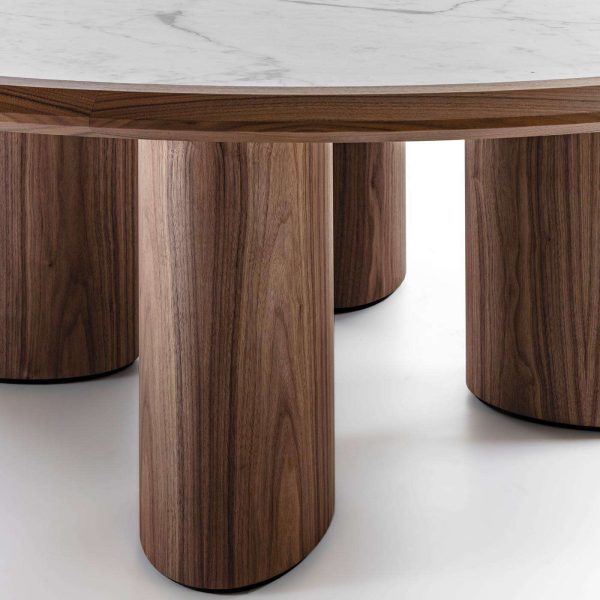 Durame Diamante Round Canaletto Carrara Marble Table - Image 6
