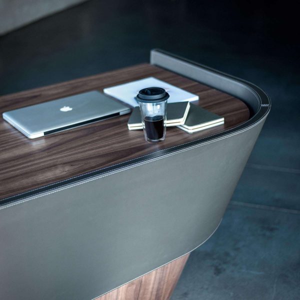 Klip Wood & Leather Writing Desk by Karim Rashid, Made in Italy - Image 7