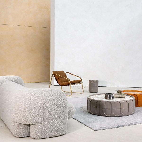 Contemporary Three-Seater Sofa by Hessentia Upholstered in Grey Bouclé Fabric - Image 8
