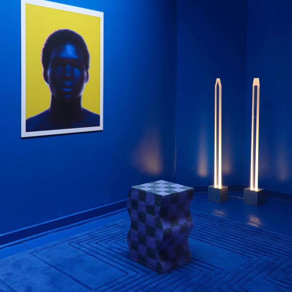 Maze Relief Modern Geometric Rug in Blue Silk and Wool by Jt. Pfeiffer - Image 2