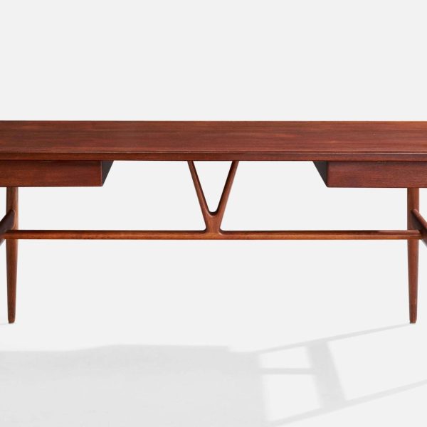 Hans Wegner Wishbone Desk, Oak, Teak, Denmark, 1950s - Image 4