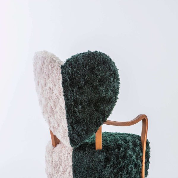 Contemporary Beechwood Uni Armchair with Heart Shaped Back and Mohair Upholstery - Image 4