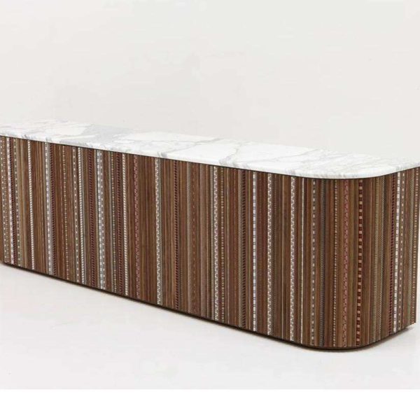Contemporary Sideboard in American Walnut with Calacatta Marble Top - Image 2