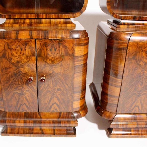 Art Deco Walnut Vintage Pair of Nightstands or Chests or Commodes 1930s Vienna - Image 4