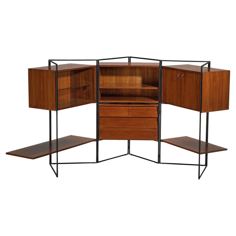 Taichiro Nakai for La Permanente Mobili Adjustable Wall Cabinet in Teak