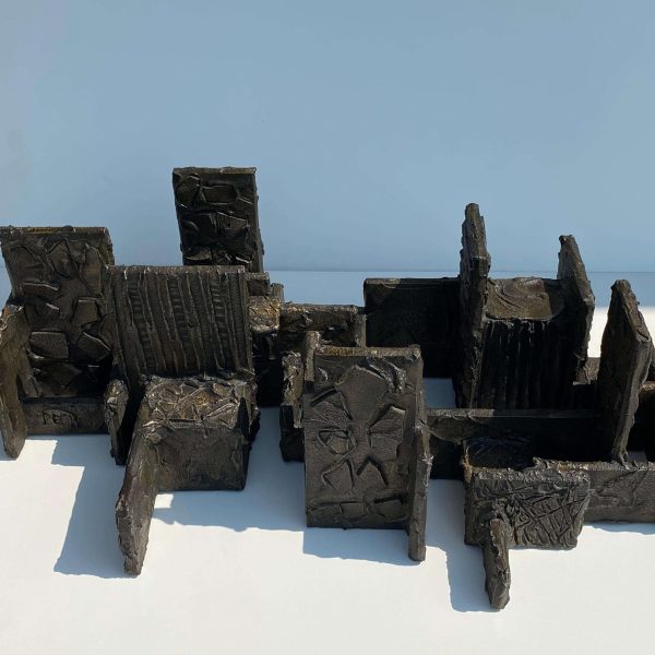 Paul Evans Sculpted Bronze Skyline Coffee Table Signed PE71 - Image 3