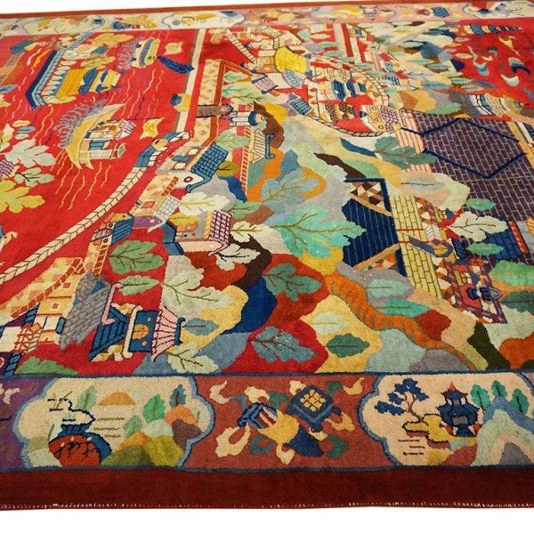 1920s Scenic Chinese Art Deco Carpet by Nichols Workshop - Image 3