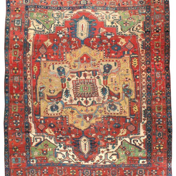 Early 20th Century Handmade Persian Heriz Square Room Size Carpet
