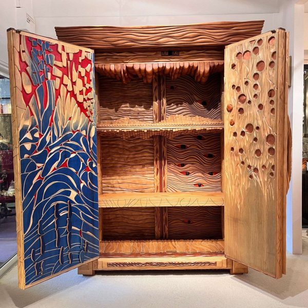 Handcrafted Wooden Armoire by Lucien Bénière - Image 4