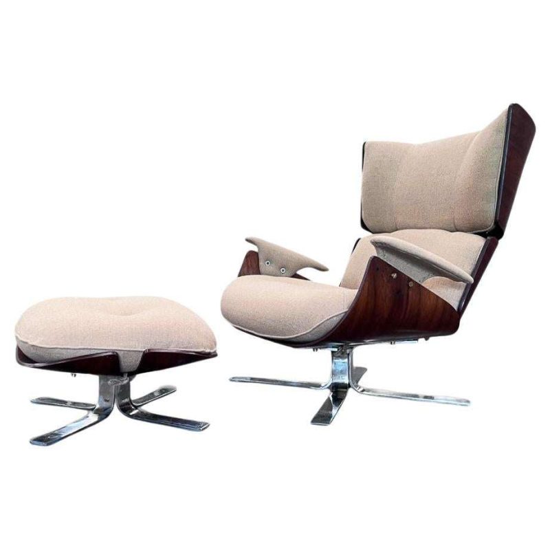 Brazilian Modern "Paulistana" Armchair with Ottoman by Jorge Zalszupin, c. 1959