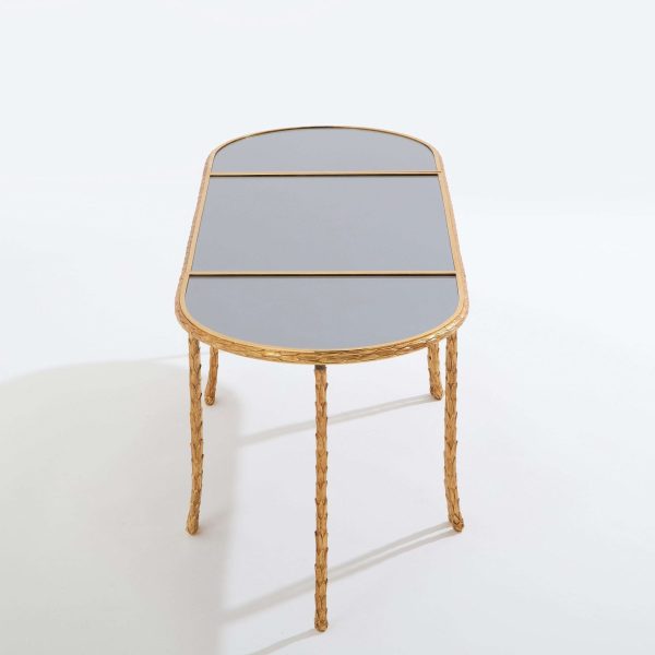 Maison Baguès Foliage Gilt Bronze and Mirror Tables 1950s - Image 9