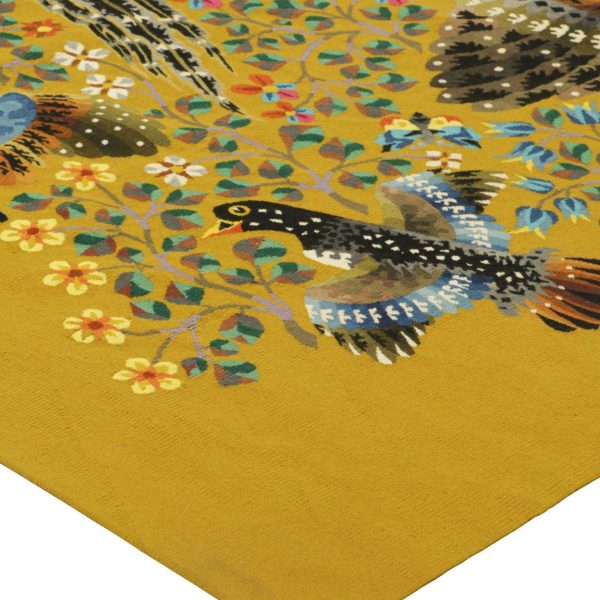 Signed Vintage Rene Perrot Pictorial and Floral Tapestry Rug & Kilim - Image 4