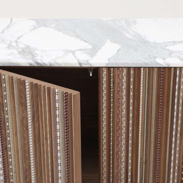 Contemporary Sideboard in American Walnut with Calacatta Marble Top - Image 10