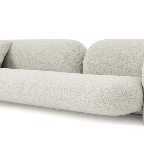 Contemporary Three-Seater Sofa by Hessentia Upholstered in Grey Bouclé Fabric - Image 3