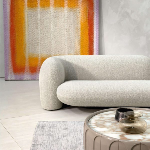 Contemporary Three-Seater Sofa by Hessentia Upholstered in Grey Bouclé Fabric - Image 6
