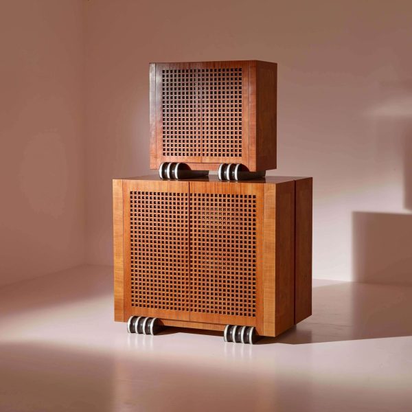 A Two-Part Cabinet in Rare Exotic Woods with Solid Ebony Inlays, Italy, 1990s - Image 8