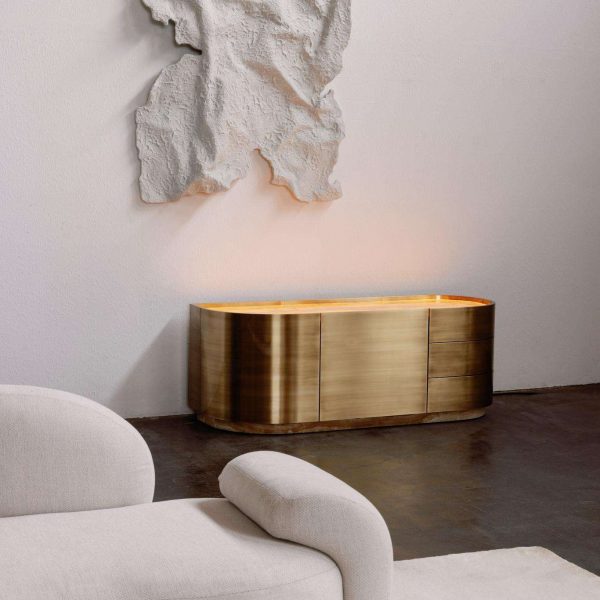 Sahara TV Cabinet, Brass, Miel Onyx, Handmade by Greenapple - Image 5