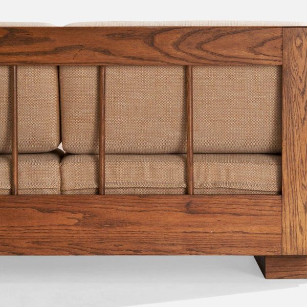 Howard Furniture Oak and Fabric Sofa, USA, 1950s - Image 9
