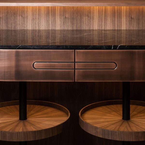 Modern Home Wine Bar Cabinet in Brushed Bronze, Brass, Copper - Image 12