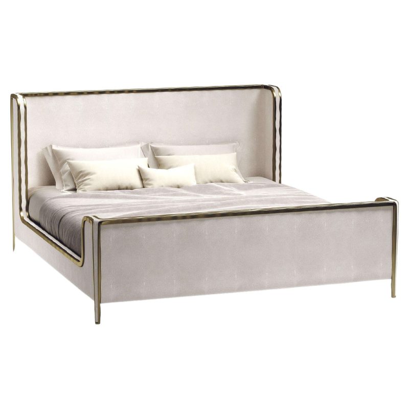 Shagreen Bed with Bronze-Patina Brass Details by R&Y Augousti
