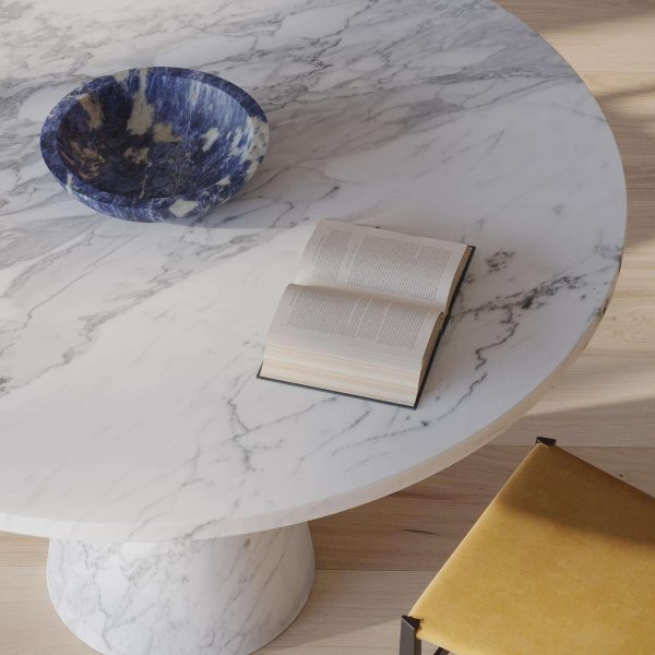 New Modern Dining Table in White Marble by Karen Chekerdjian - Image 3