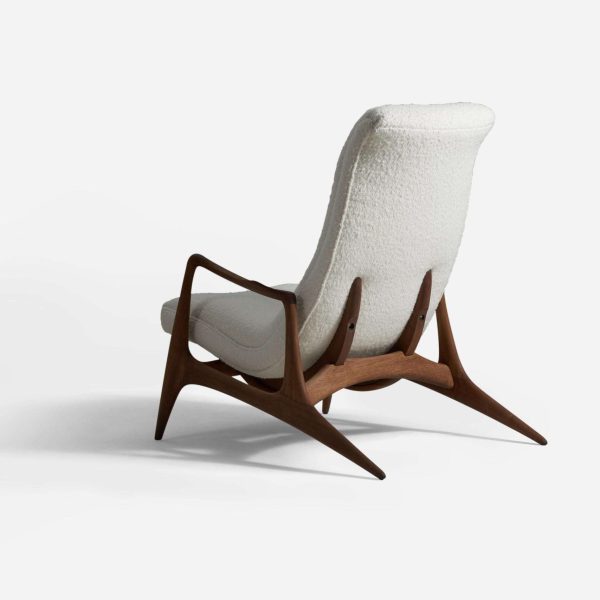 Vladimir Kagan Lounge Chair, Walnut, White Bouclé, Kagan-Dreyfuss, Inc, c. 1950 - Image 6