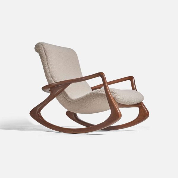 Vladimir Kagan Rocking Chair, Walnut, White Fabric, Kagan Designs, Inc c. 1950 - Image 2